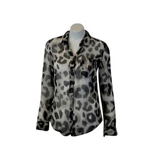Equipment Femme Sheer Animal Print Chiffon Blouse